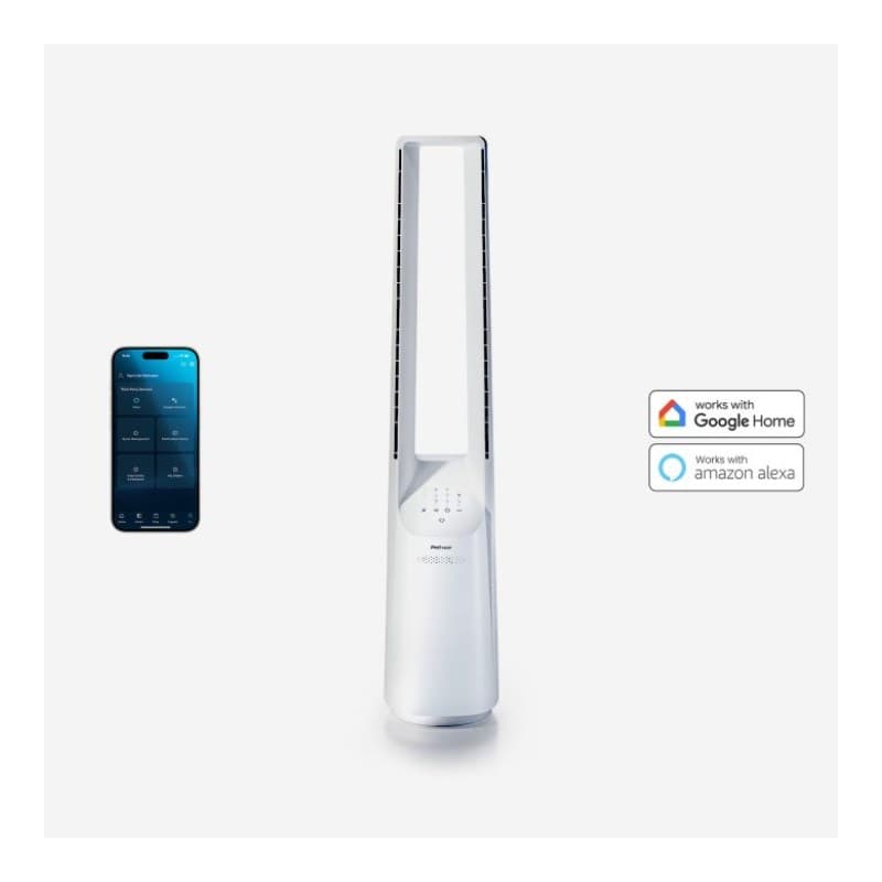 102 cm Bladeless Tower Fan with Smart App Control - White